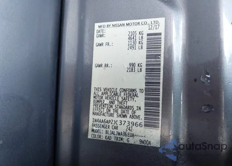 2018 Nissan Maxima 3.5 Sv z USA, uszkodzony, nr VIN 1N4AA6AP2JC373966